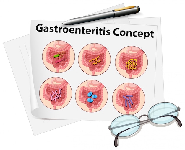 Vector gratuito gastroenteritis sobre papel.