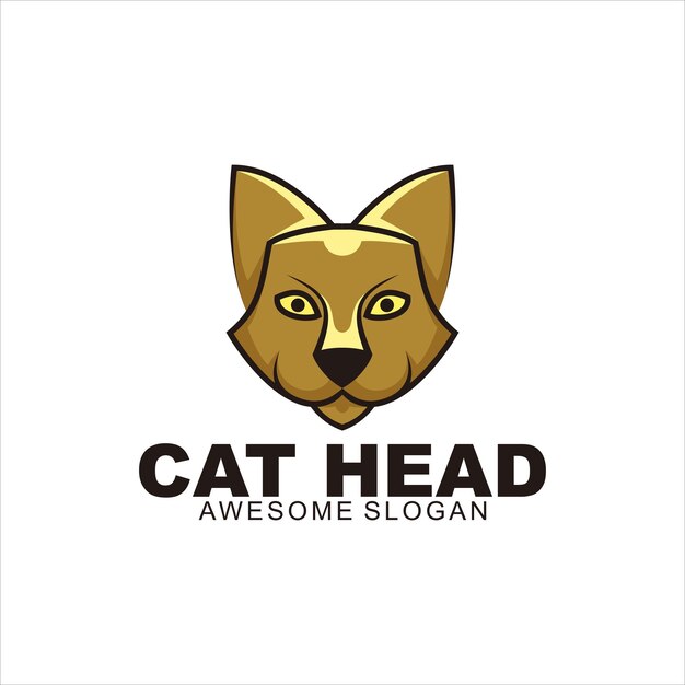 gato cabeza colorido logo ilustración mascota