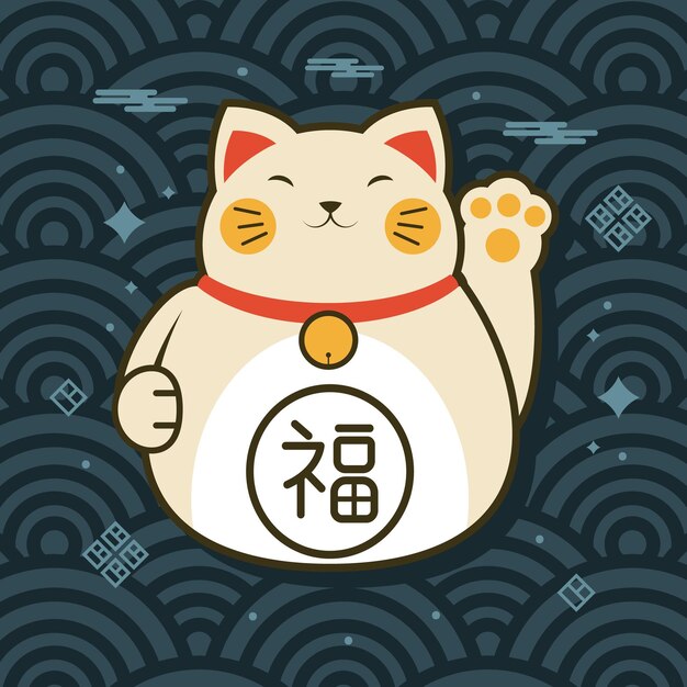 Gato japonés saludando