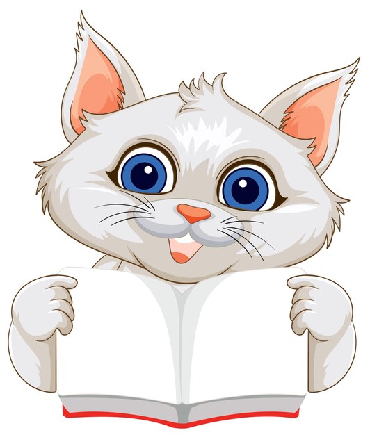 Gato lindo leyendo un libro