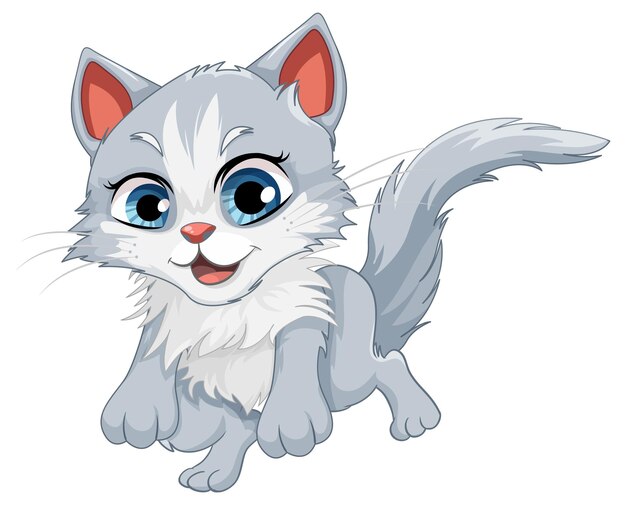 Gato lindo en el vector de la postura de salto
