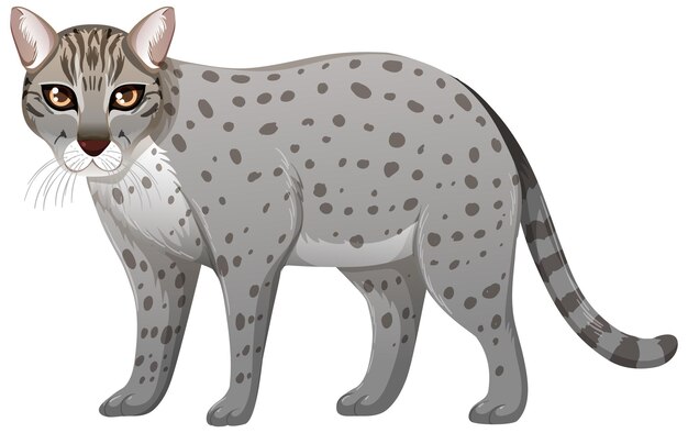 Gato de pesca en estilo de dibujos animados sobre fondo blanco