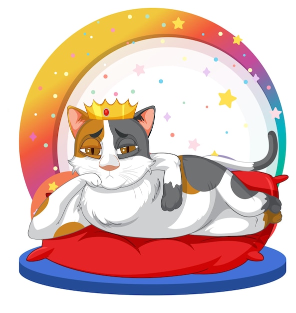 Gato rey con dibujos animados de pose acostada