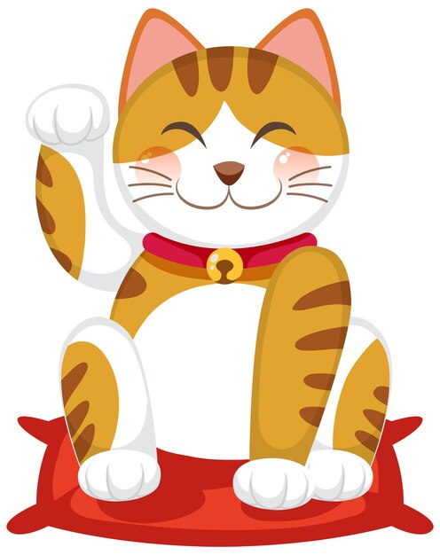 Gato de la suerte japonés maneki neko personaje de dibujos animados aislado