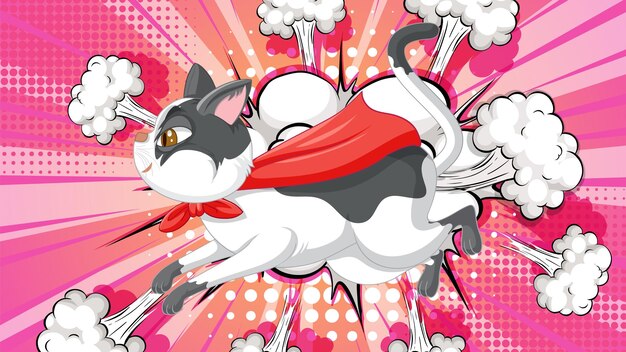 El gato superhéroe en acción