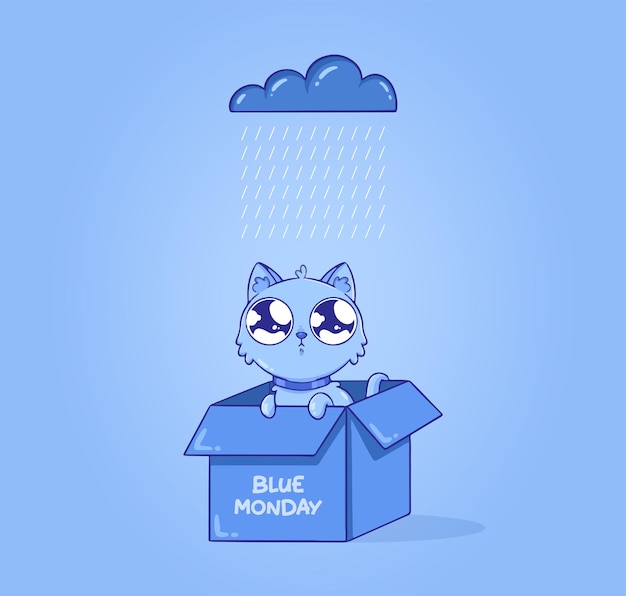 Vector gratuito gato triste el lunes azul