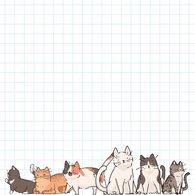 Gatos en el fondo de papel de nota