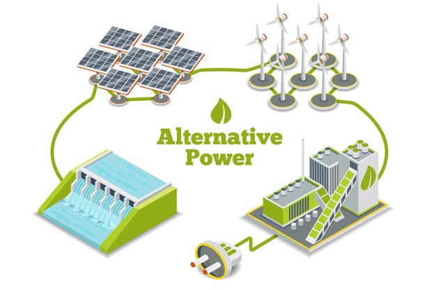 Generadores de energía alternativa, ecoenergía o energía verde.