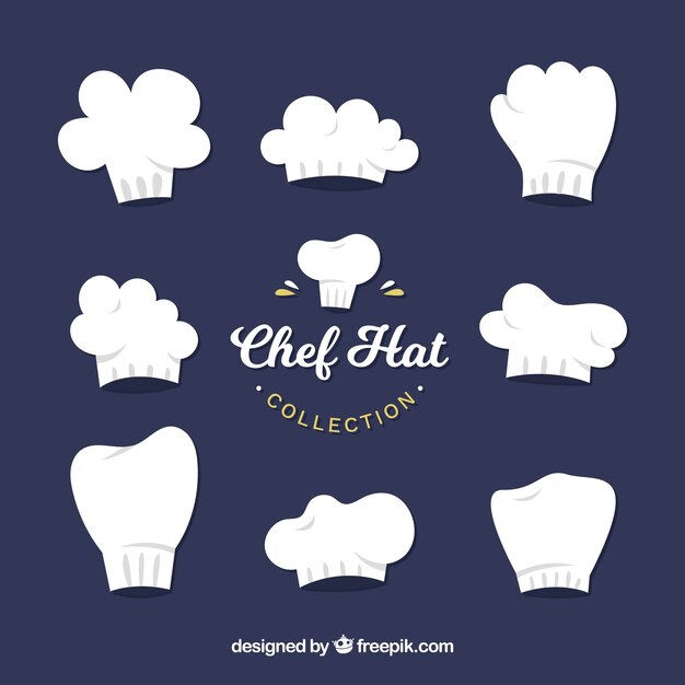 Genial colección con diferentes gorros de chef