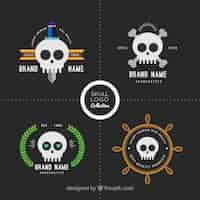 Vector gratuito genial colección de logos de calaveras con detalles de color