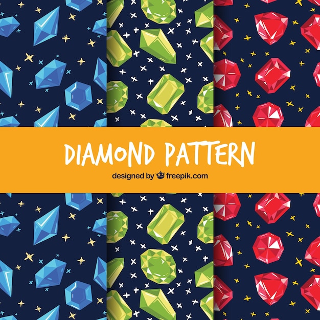 Vector gratuito genial colección de patrones con gemas de colores