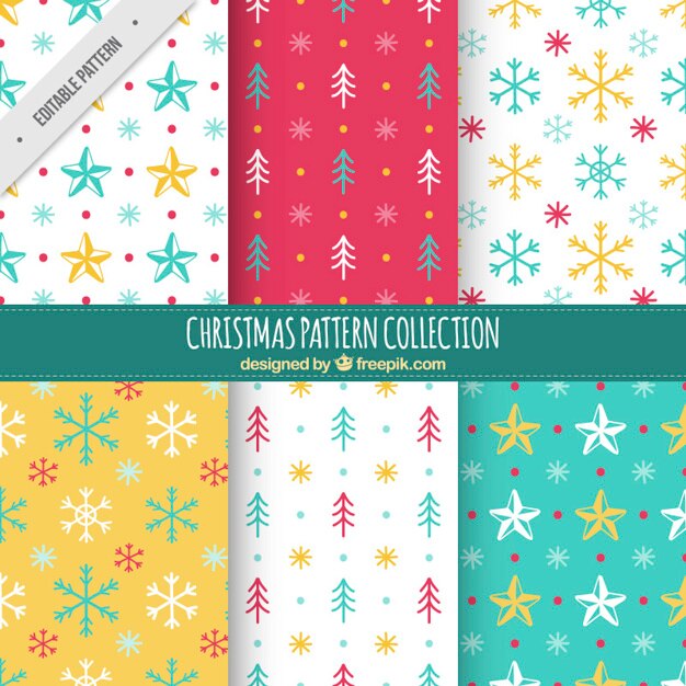 Genial colección de patrones de navidad con elementos de colores