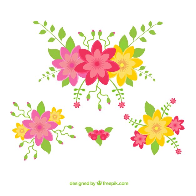 Genial decoración floral en diseño plano