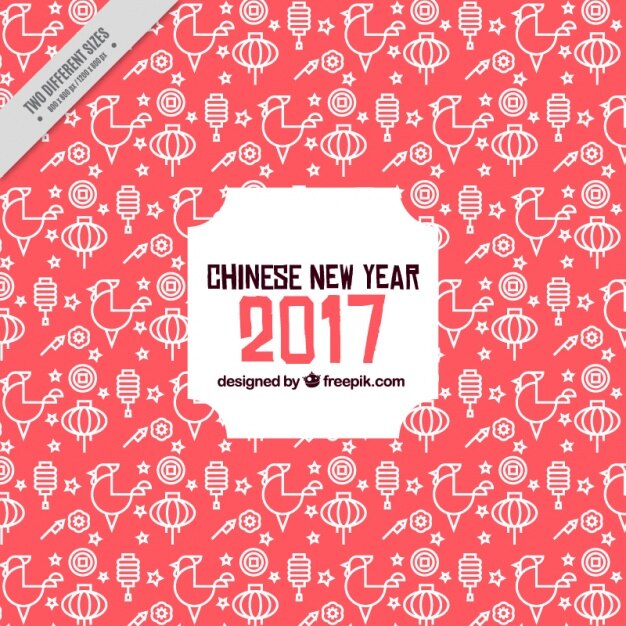 Genial fondo de año nuevo chino con faroles y gallos