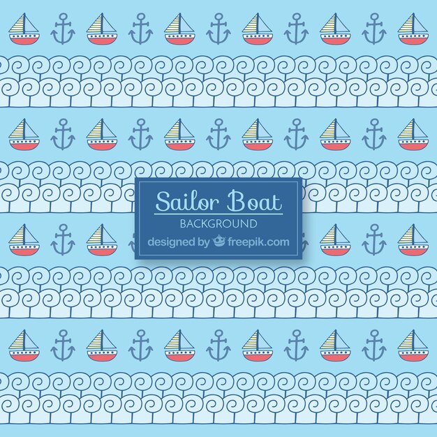 Genial fondo con barcos, anclas y olas