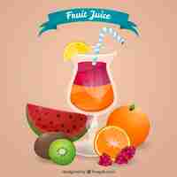 Vector gratuito genial fondo con bebida y frutas de colores