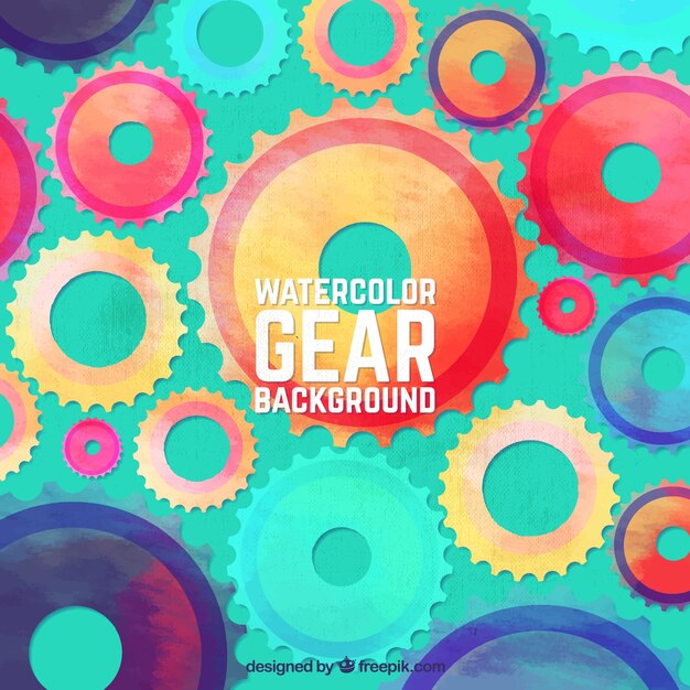 Genial fondo con engranajes de acuarela 