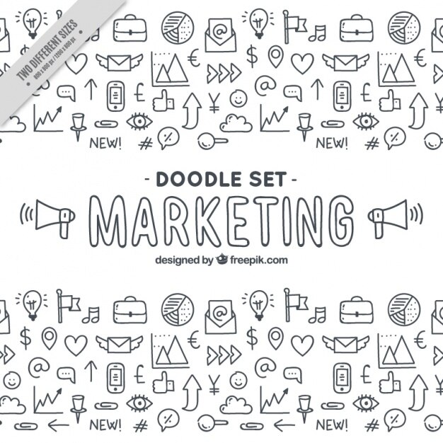 Genial fondo con fantásticos garabatos de marketing