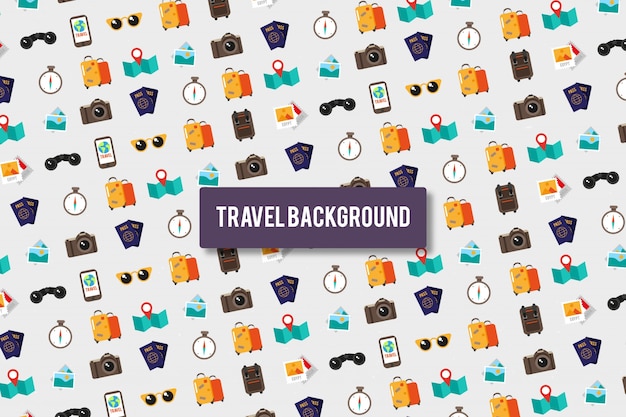 Genial fondo con objetos de viaje