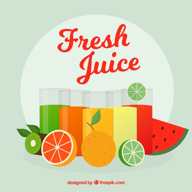 Genial fondo con variedad de zumos de fruta