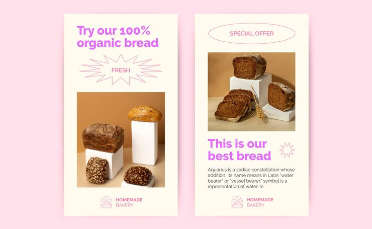 Vector gratuito genial historia de instagram de panadería casera lineal