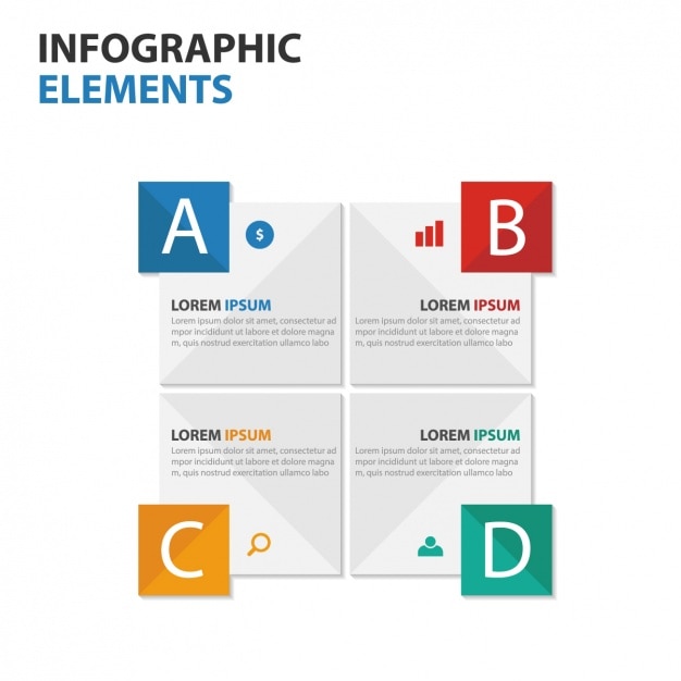 Vector gratuito genial infografía con cuatro pasos