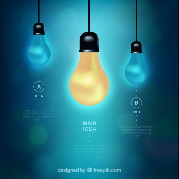 Genial infografía con tres bombillas y efecto bokeh