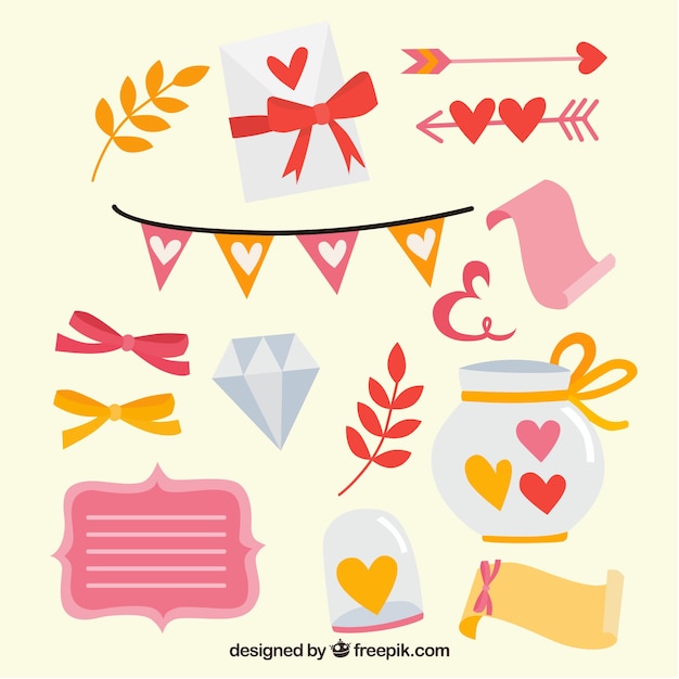 Genial set de artículos de boda de color