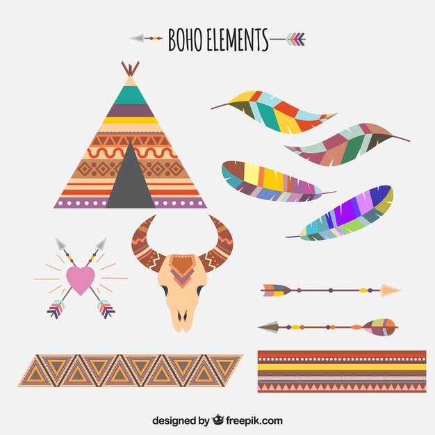 Genial set de elementos ornamentales en diseño plano