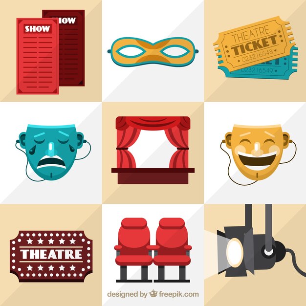 Geniales artículos de teatro en diseño plano