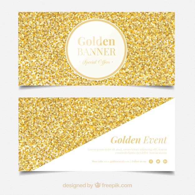 Geniales banners con confeti dorado