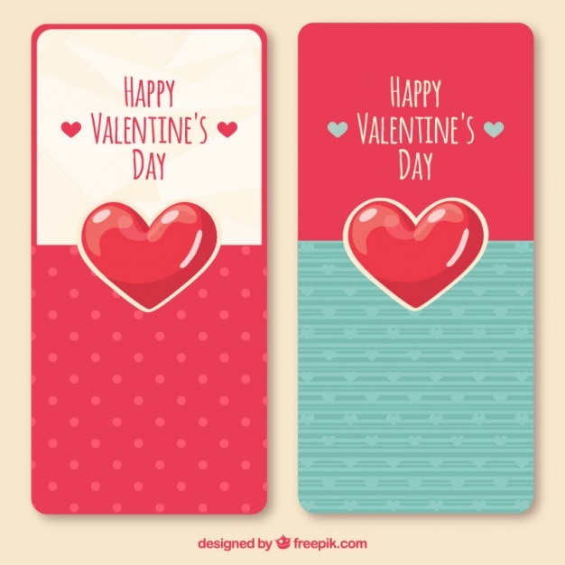 Vector gratuito geniales banners con corazones brillantes para el día de san valentín