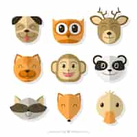 Vector gratuito geniales emoticonos con animales lindos