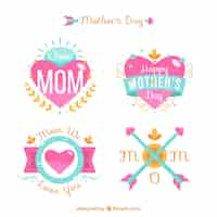 Vector gratuito geniales etiquetas del día de la madre con decoración floral