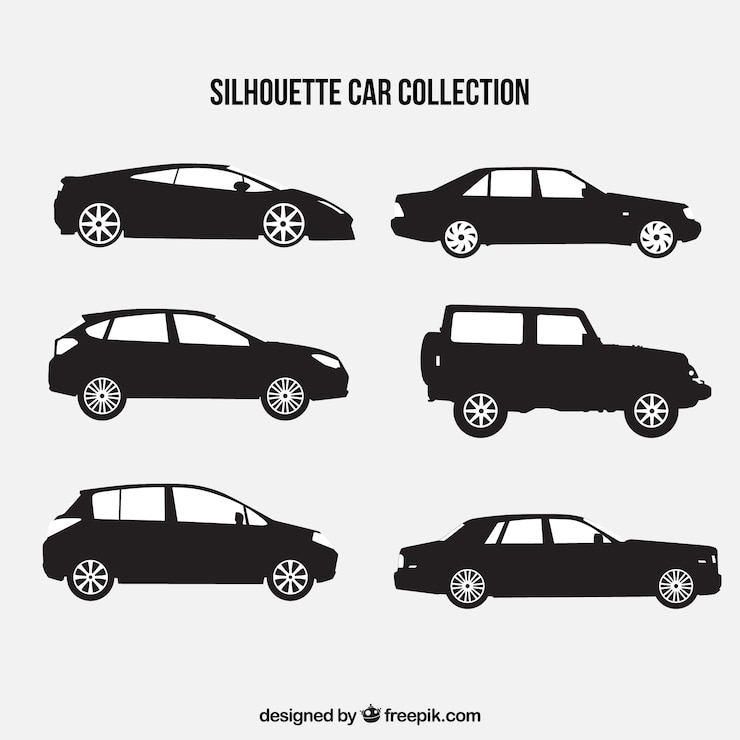 Vector gratuito geniales siluetas de coches con diferentes diseños