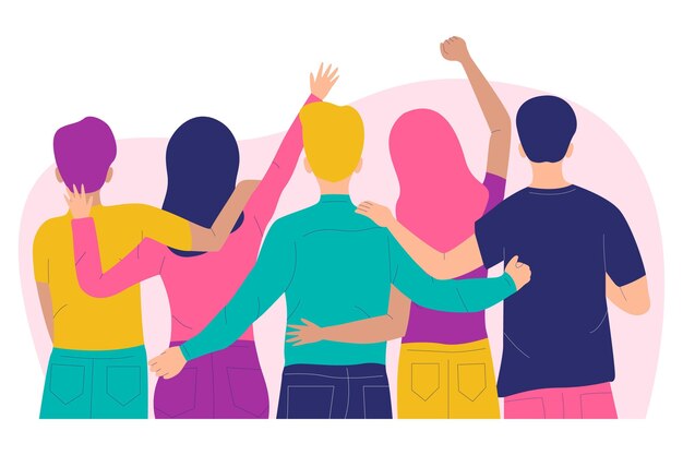 Gente abrazando el concepto del día de la juventud