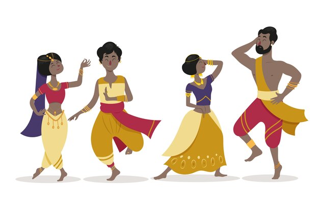 Gente bailando bollywood ilustrada