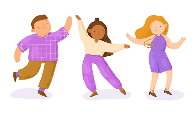 Gente bailando dibujada a mano