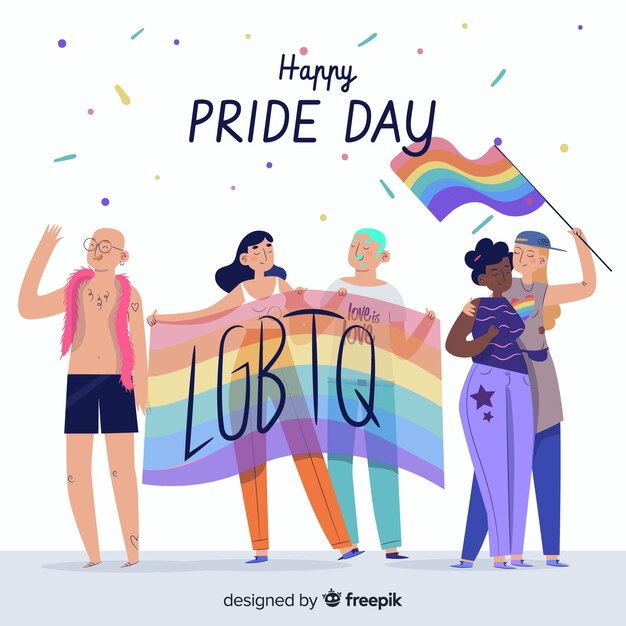 Gente celebrando el día del orgullo lgbt