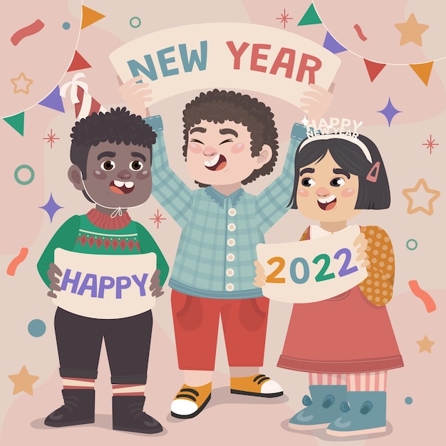 Vector gratuito gente celebrando la ilustración de año nuevo