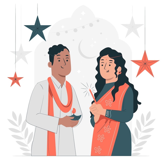 Gente celebrando la ilustración del concepto de diwali