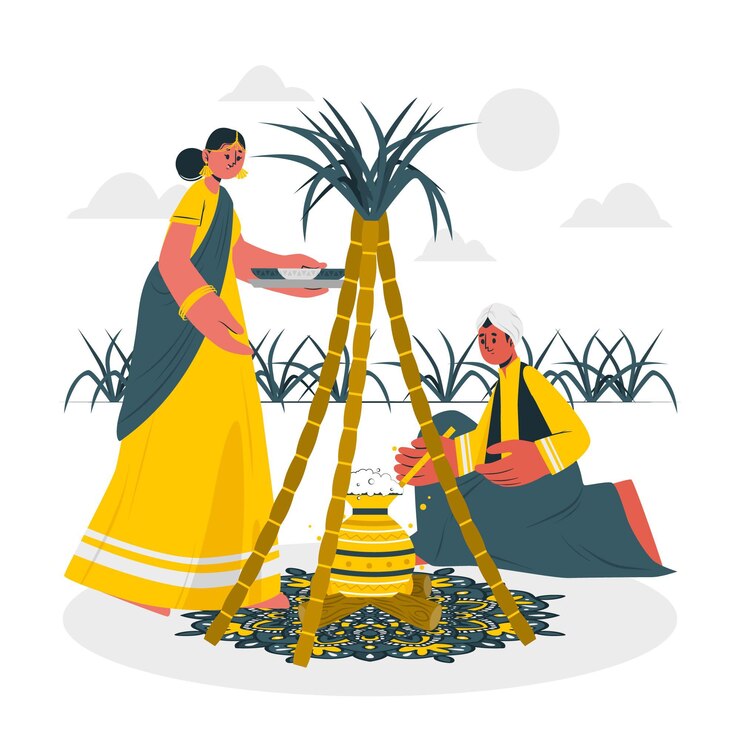 Vector gratuito gente celebrando la ilustración del concepto del festival pongal