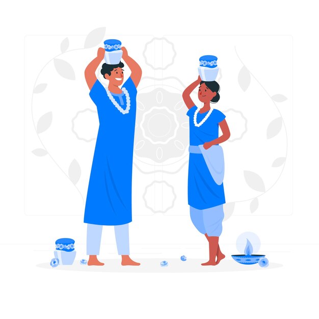 Gente celebrando la ilustración del concepto del festival thaipusam