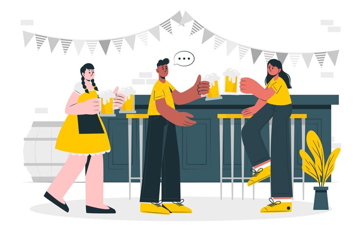 Vector gratuito gente celebrando la ilustración del concepto de oktoberfest