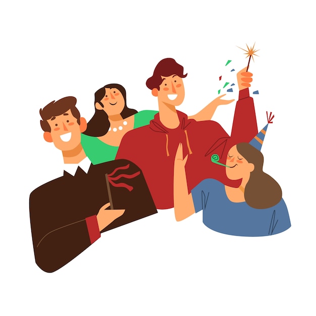 Vector gratuito gente celebrando juntos ilustración