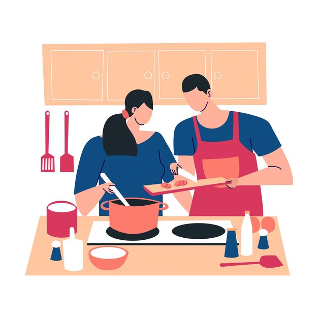 La gente cocinando en la cocina.