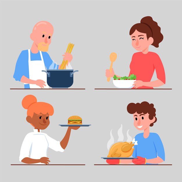 Gente cocinando colección