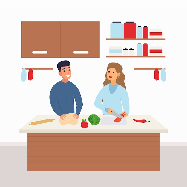 Gente cocinando juntos
