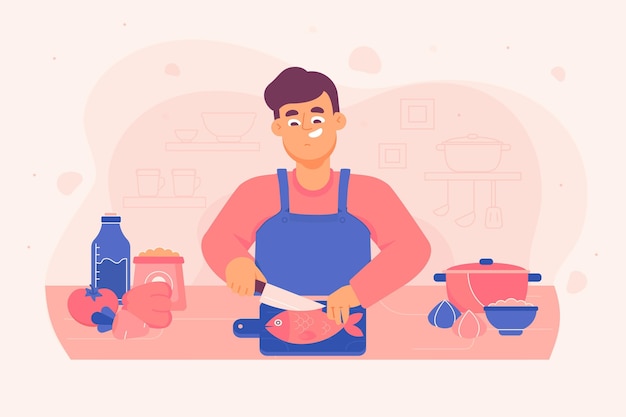 Vector gratuito gente cocinando