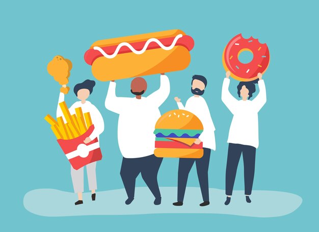La gente come comida chatarra.